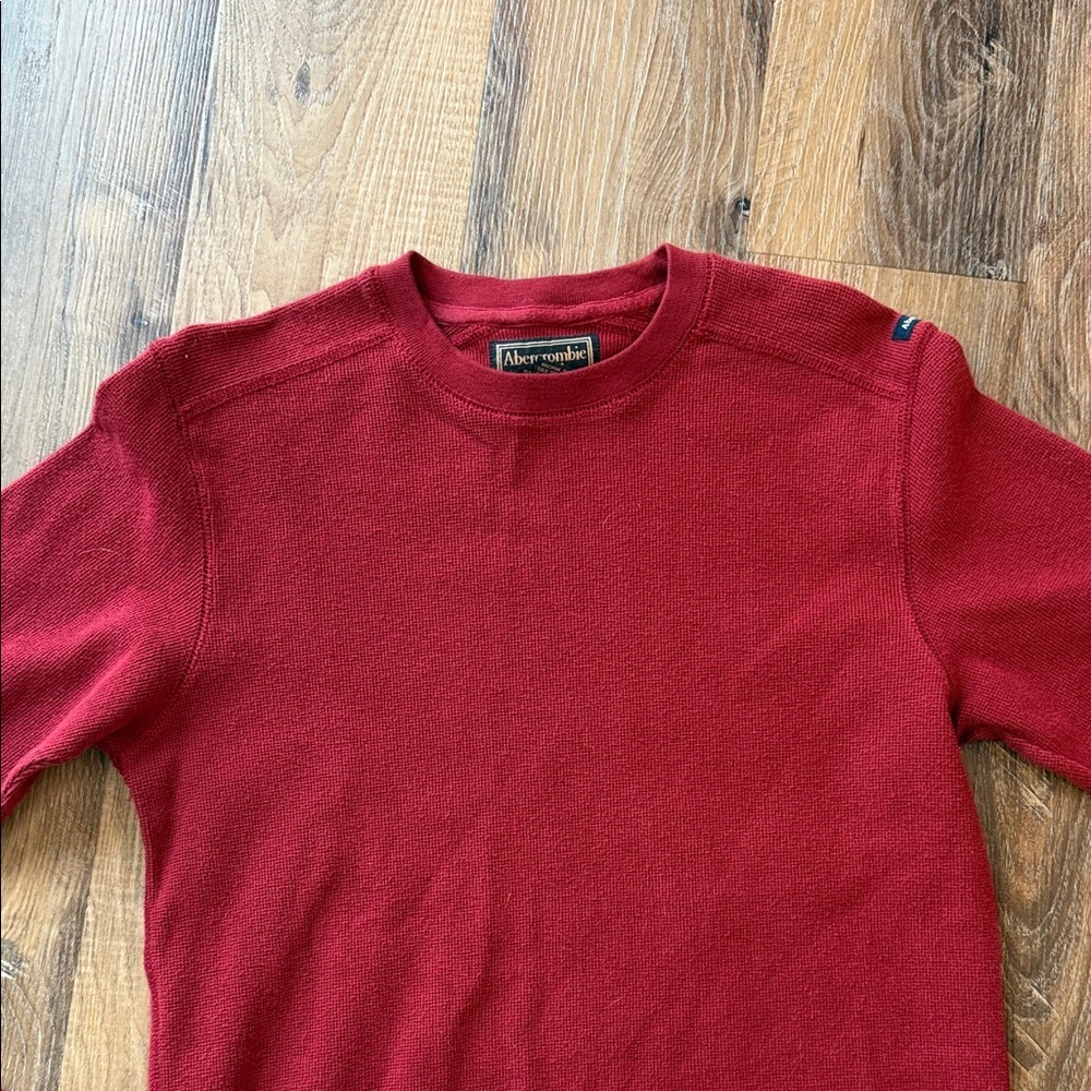 Abercrombie & Fitch muscle Y2K Red Long Sleeve Crewneck waffle knit size S - Picture 2 of 9